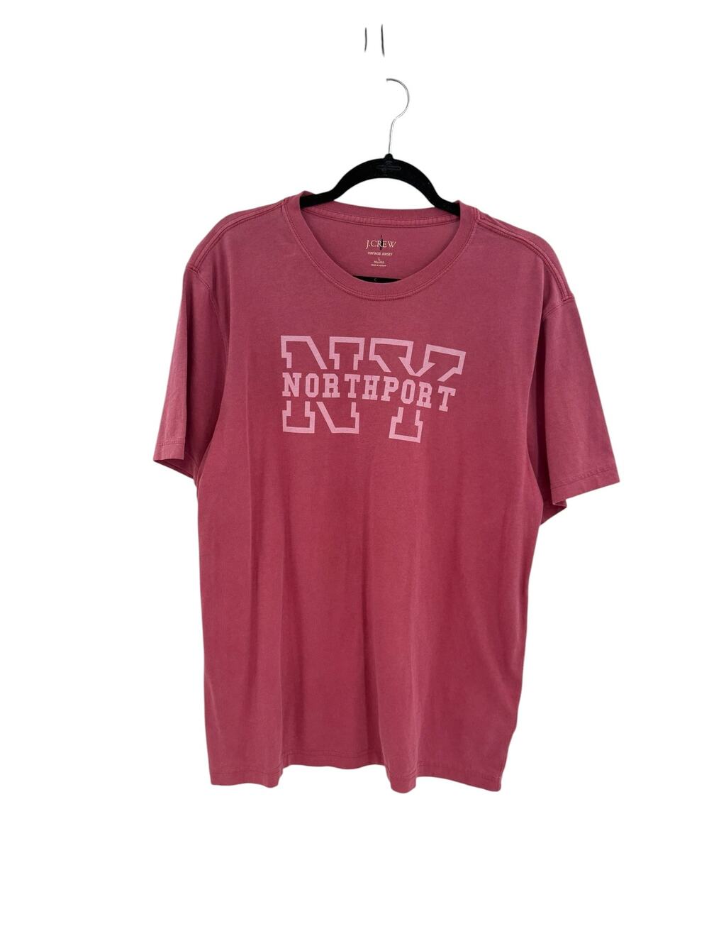 J.Crew Northport NY Vintage Jersey Graphic T Shirt Pink Relaxed Men's Large